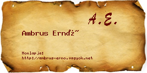 Ambrus Ernő névjegykártya